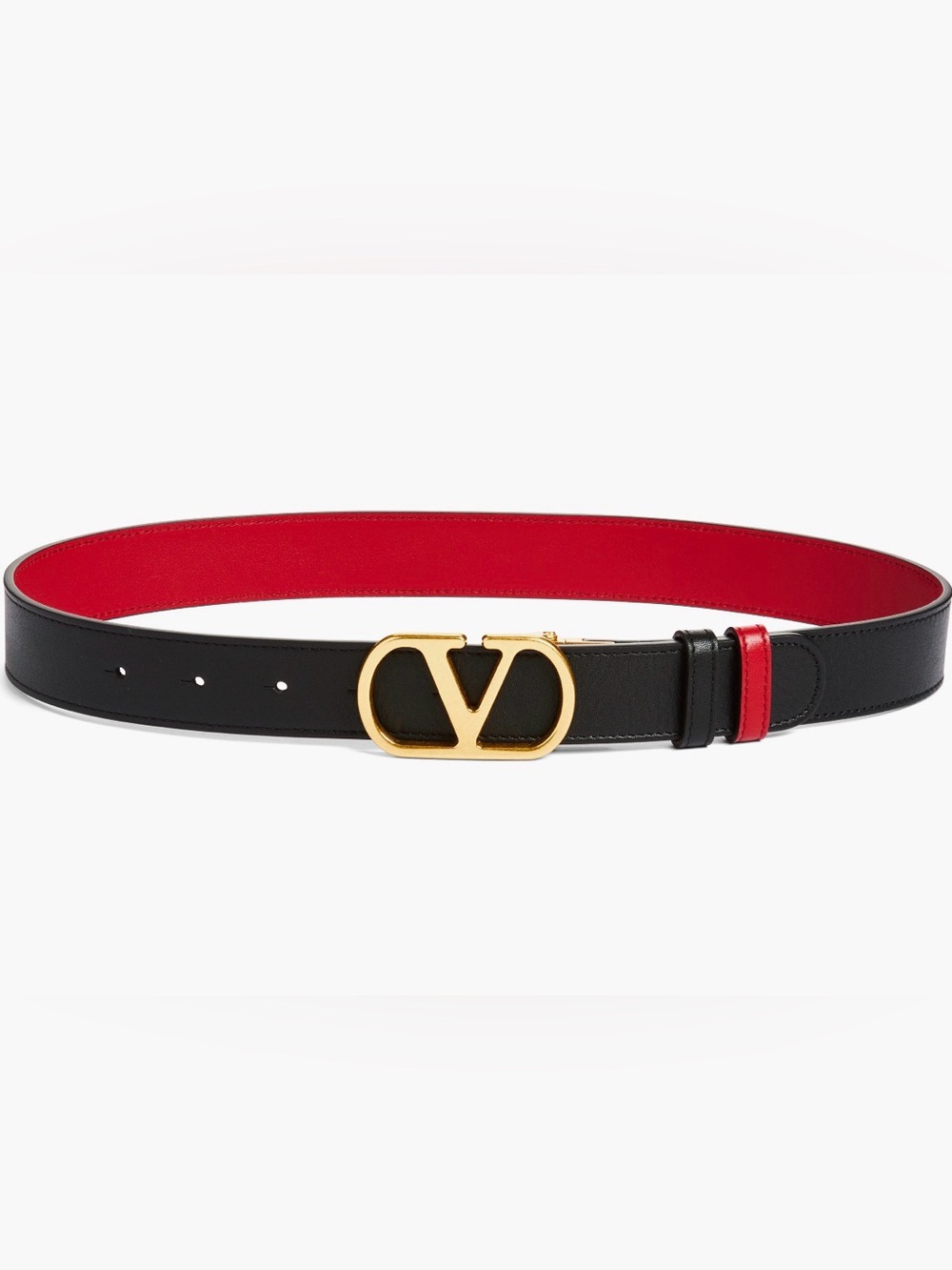 Valentino Garavani Reversible Black/Red Leather VLogo Signature Belt 90/36